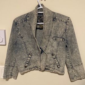 Acid wash London boutique denim bomber jacket